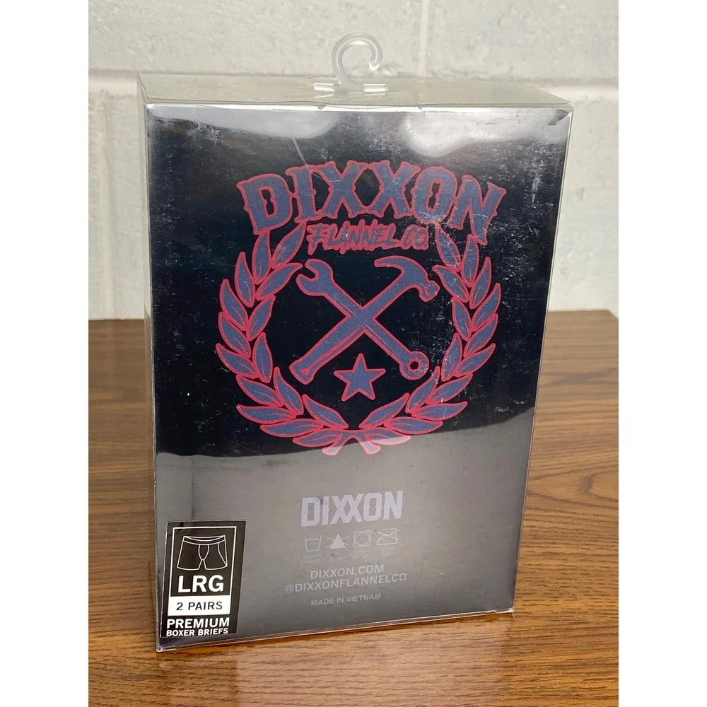 Dixxon Boxer Briefs 2-Pack Premium Underwear Mens Large LRG Black/Red print‎